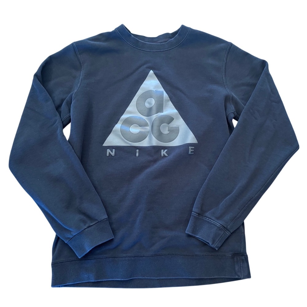 Nike ACG Mens Black Reflective Triangle Logo Crewneck Sweatshirt Small